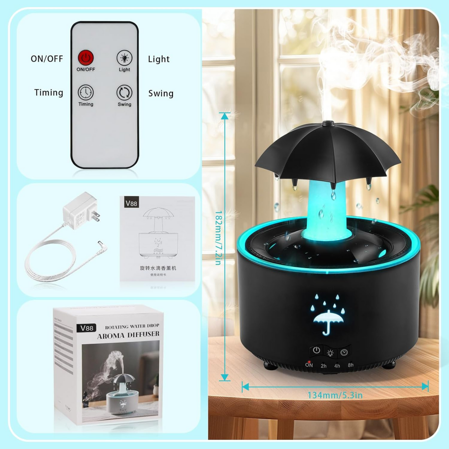 Rotating Umbrella Aroma Humidifier