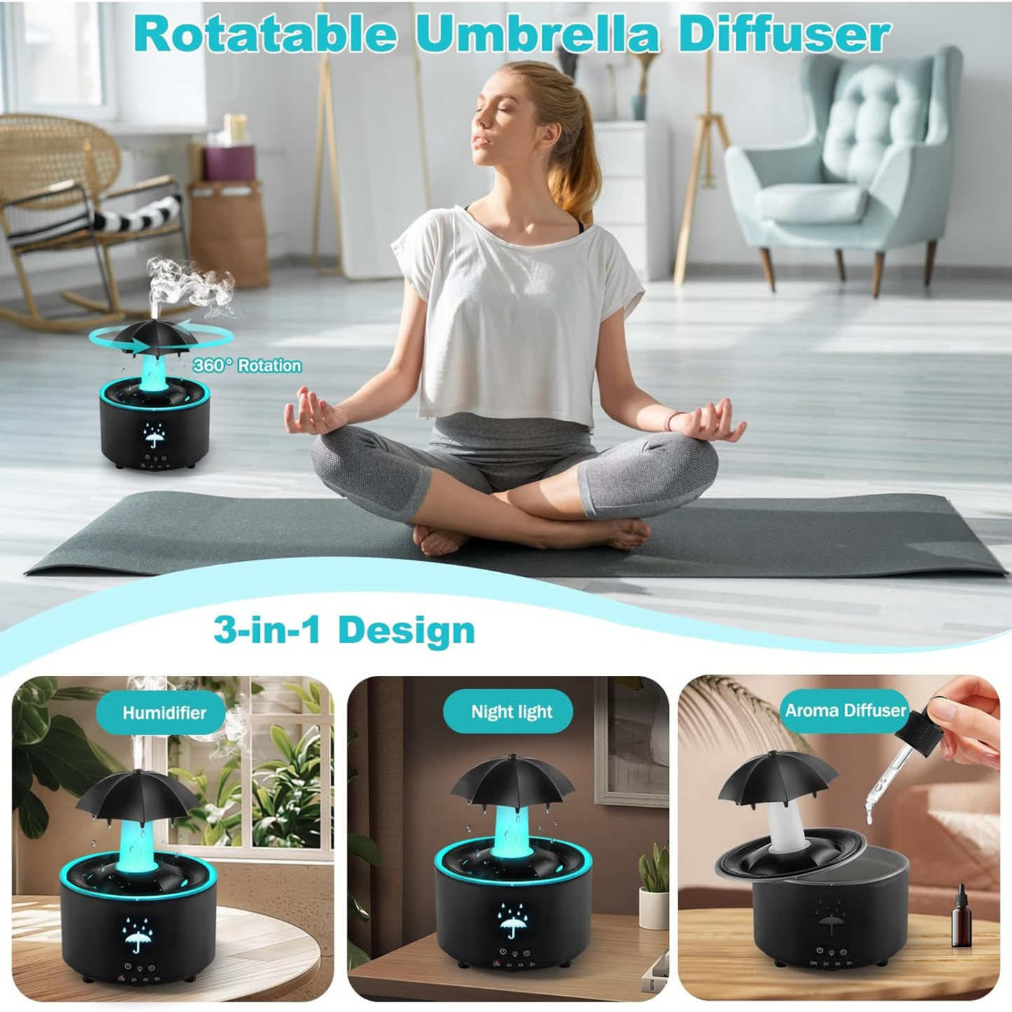 Rotating Umbrella Aroma Humidifier