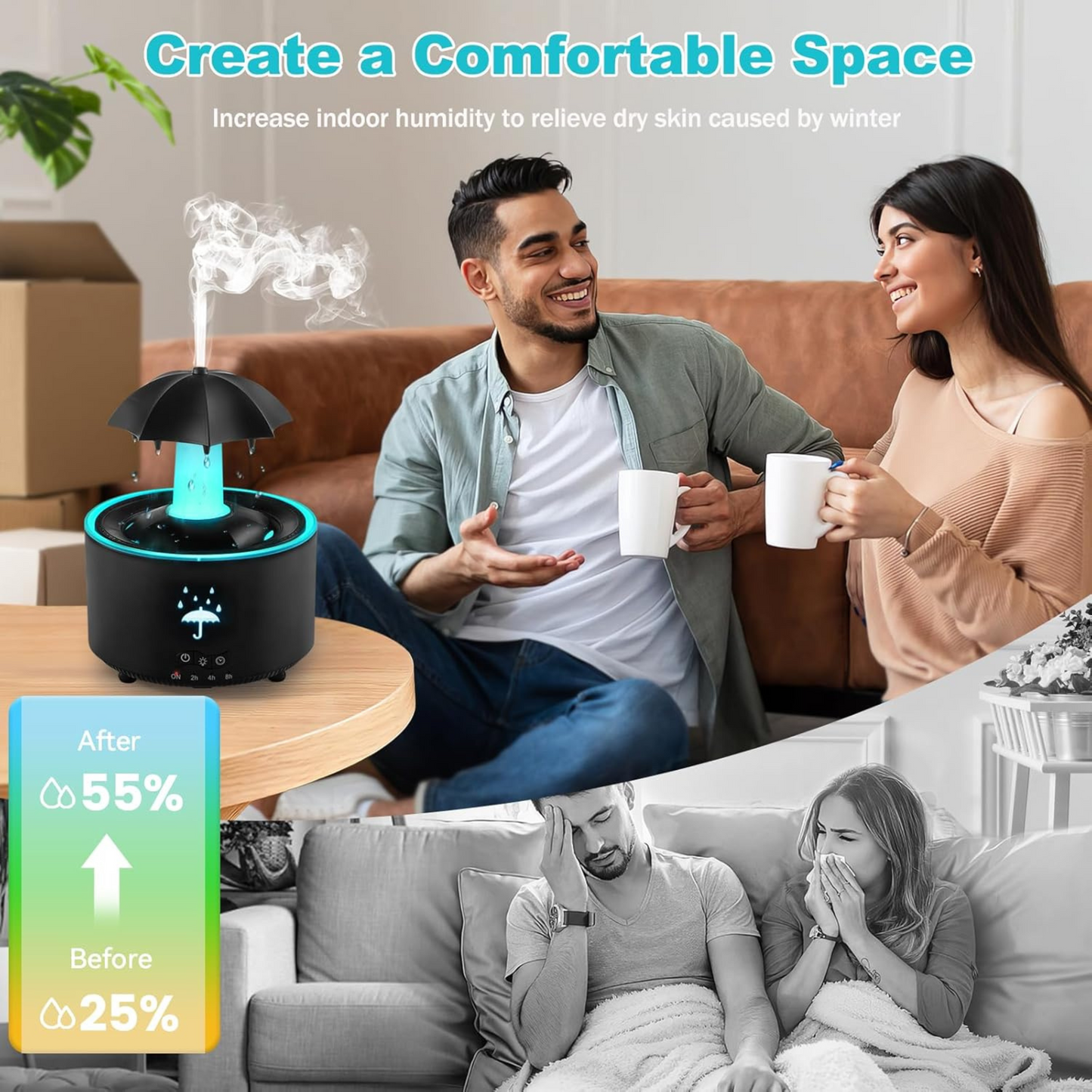 Rotating Umbrella Aroma Humidifier